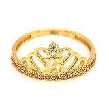 Anillo (Corona 15) con circones en oro amarillo 10kt.