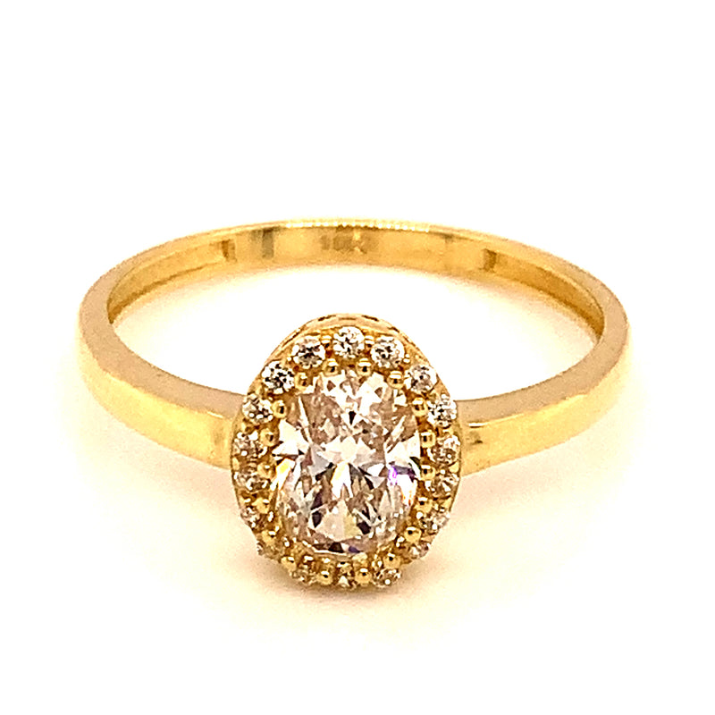 Anillo con circones en oro amarillo 10kt.