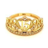 Anillo (Corona 15) con circones en oro amarillo 10kt.