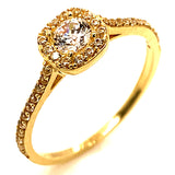 Anillo con circones en oro amarillo 10kt.