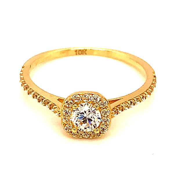 Anillo con circones en oro amarillo 10kt.