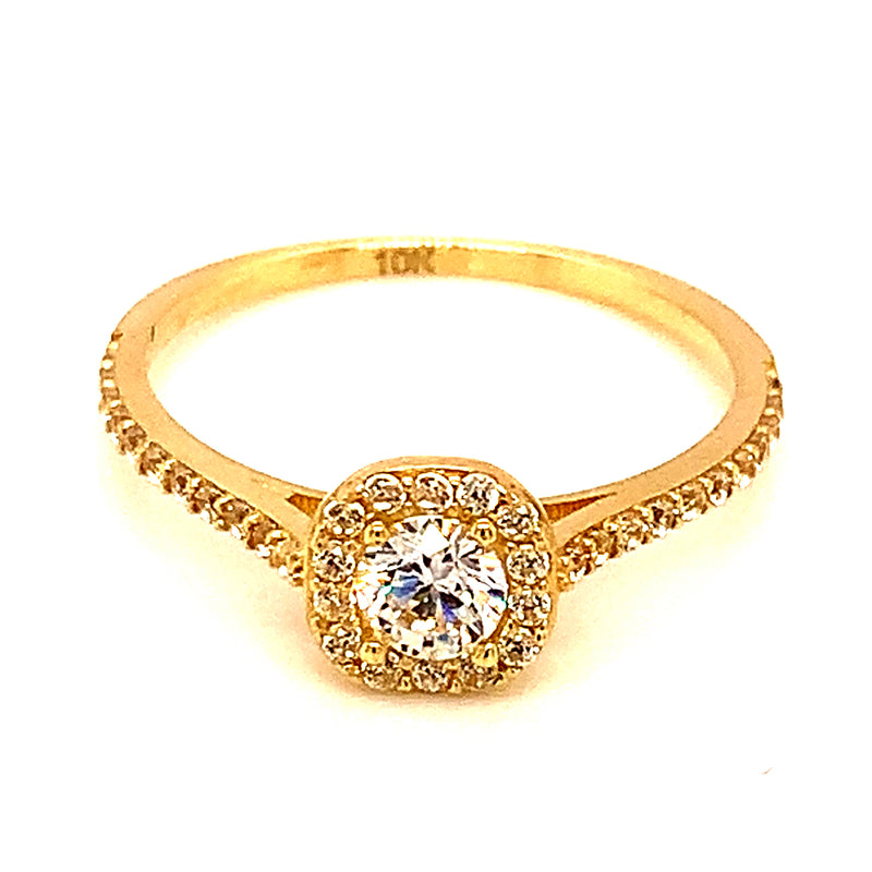 Anillo con circones en oro amarillo 10kt.