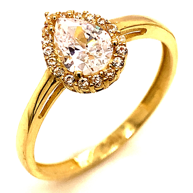 Anillo con circones en oro amarillo 10kt.