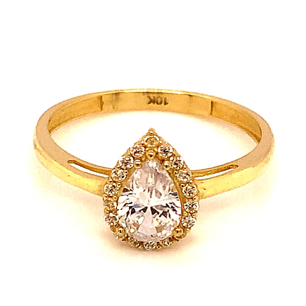 Anillo con circones en oro amarillo 10kt.