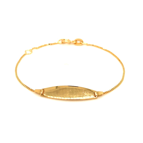 Pulsera para bebés (plaquita grabable) en oro amarillo 10kt. 13/15cm