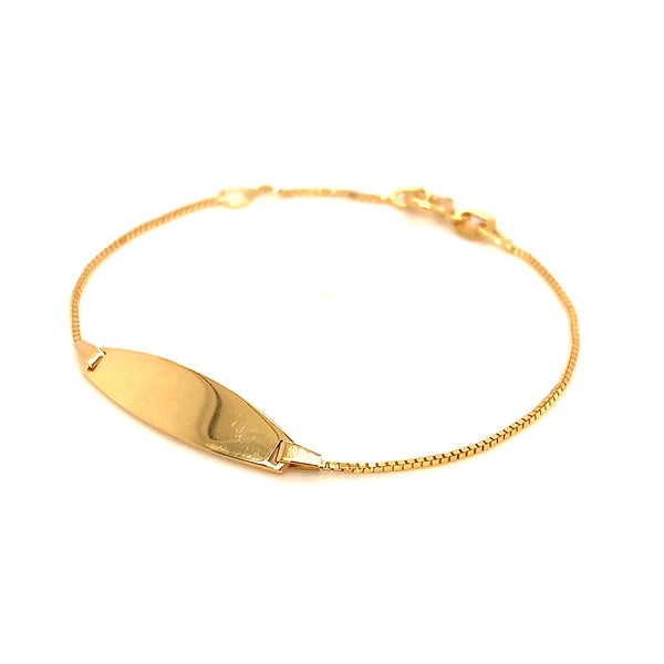 Pulsera para bebés (plaquita grabable) en oro amarillo 10kt. 13/15cm