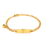Pulsera para bebés (plaquita grabable) en oro amarillo 10kt. 15.5cm