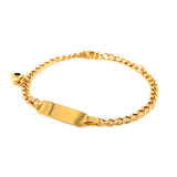 Pulsera para bebés (plaquita grabable) en oro amarillo 10kt. 15.5cm
