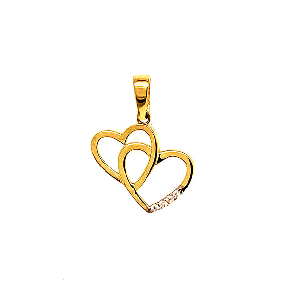 Dije (corazones) con circones en oro amarillo 10kt.