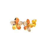 Aretes (flor) en oro tres tonos 10kt.