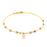 Pulsera (infinito con bolitas) en oro tres tonos 10kt. 17/19cm