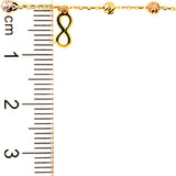 Pulsera (infinito con bolitas) en oro tres tonos 10kt. 17/19cm