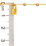 Pulsera (candado con bolitas) en oro tres tonos 10kt. 17/19cm