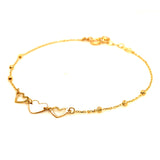 Pulsera (corazones) en oro amarillo 10kt. 17/19cm