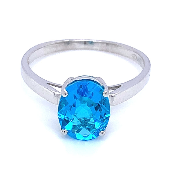 Anillo de cuarzo azul en plata 925