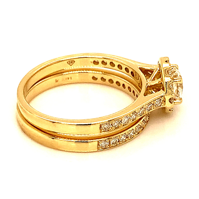 (LD) Set de anillos con diamantes de laboratorio en oro amarillo 14kt.