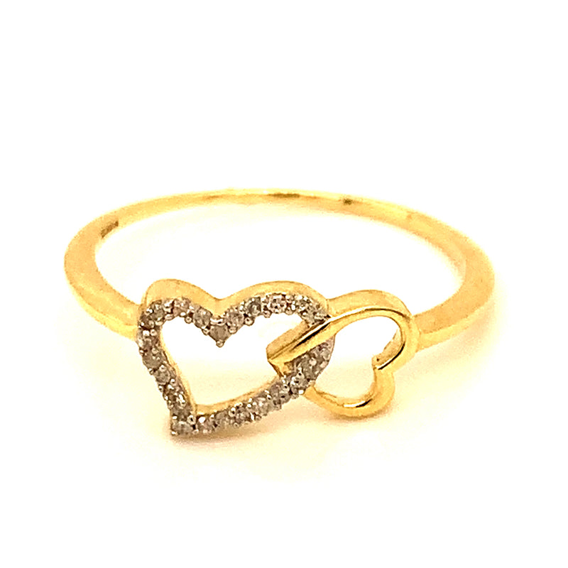 (SOFIA) Anillo (corazón) con diamantes en oro amarillo 10k