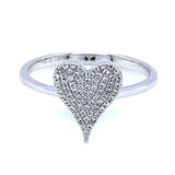 (LD) Anillo (corazón) con diamantes de laboratorio en oro blanco 10kt. D-0.12Cts.