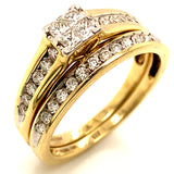 (SOFIA) Set de anillos con diamantes en oro amarillo 10kt.