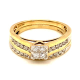 (SOFIA) Set de anillos con diamantes en oro amarillo 10kt.