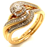 (SOFIA) Set de anillos con diamantes en oro amarillo 10kt.