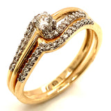 (SOFIA) Set de anillos con diamantes en oro amarillo 10kt.
