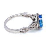 Anillo de Topacio Azul en oro blanco 10kt.