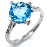 Anillo de Topacio Azul en oro blanco 10kt.