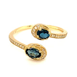 Anillo de topacio azul en oro amarillo 10kt.