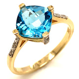 Anillo de topacio azul en oro amarillo 10kt.