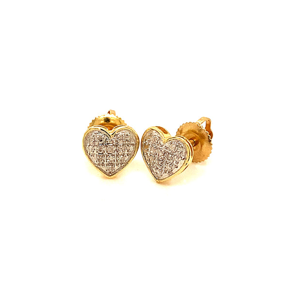 (SOFIA) Aretes (corazón) con diamantes en oro amarillo 10kt