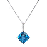 Collar de Topacio Azul en oro blanco 10kt.