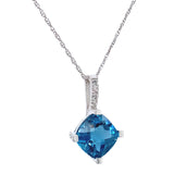 Collar de Topacio Azul en oro blanco 10kt.