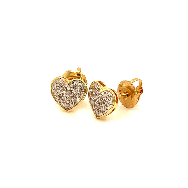 (SOFIA) Aretes (corazón) con diamantes en oro amarillo 10kt