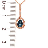 Collar de Topacio Azul en oro rosado 14k 45cm