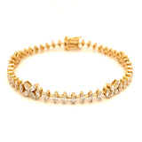 (LD) Pulsera (tennis) con diamantes de laboratorio en oro amarillo 14kt. D-3.70CT