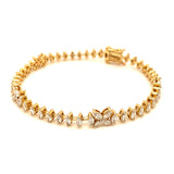 (LD) Pulsera (tennis) con diamantes de laboratorio en oro amarillo 14kt. D-3.70CT