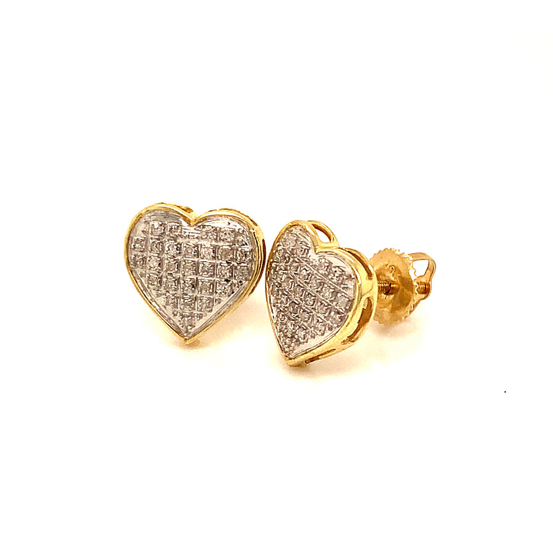 (SOFIA) Aretes (corazón) con diamantes en oro amarillo 10kt.