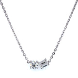 (LD) Collar con diamante de laboratorio en oro blanco 14kt. 42-43CM D-1.06Cts.