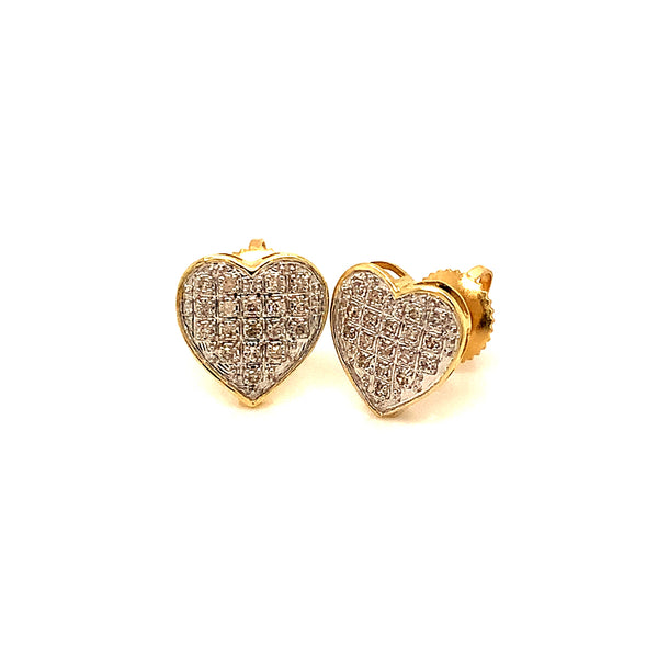 (SOFIA) Aretes (corazón) con diamantes en oro amarillo 10kt