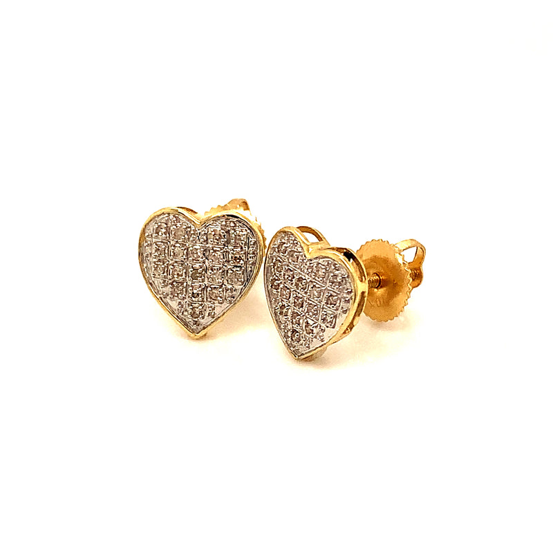 (SOFIA) Aretes (corazón) con diamantes en oro amarillo 10kt