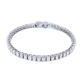 (LD) Pulsera (tennis) con diamantes de laboratorio en oro blanco 14kt. D-6.85CT