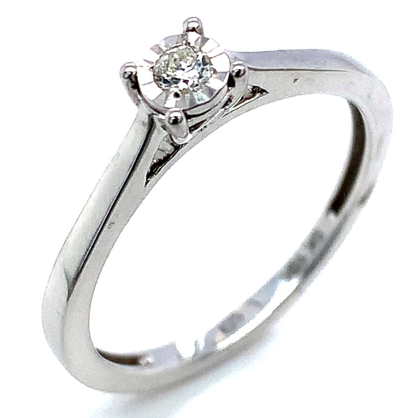 (SOFIA) Anillo con diamantes en oro blanco 10k