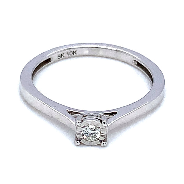 (SOFIA) Anillo con diamantes en oro blanco 10k