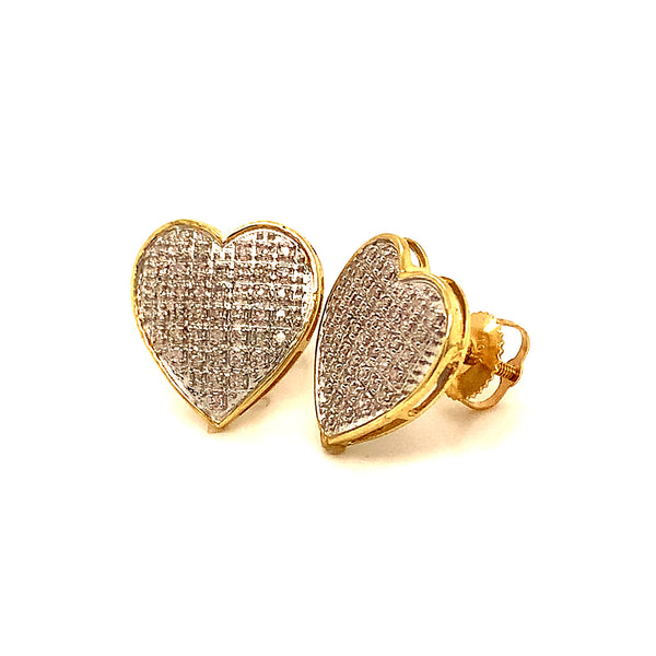 (SOFIA) Aretes (corazón) con diamantes en oro amarillo 10kt.