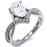 (LD) Anillo con diamante de laboratorio en oro blanco 14kt. D-1.28Cts.