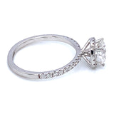 (LD) Anillo con diamante de laboratorio en oro blanco 14kt. D-1.42Cts.