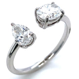 (LD) Anillo con diamante de laboratorio en oro blanco 14kt. D-1.22Cts.