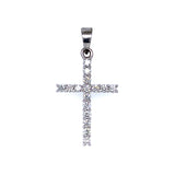 (LD) Dije (cruz) con diamantes en oro blanco 14kt.