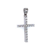 (LD) Dije (cruz) con diamantes en oro blanco 14kt.